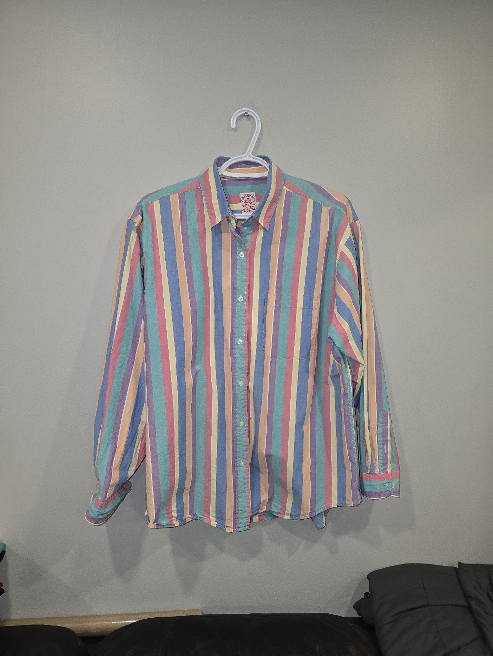 Brooks Brothers Top Vintage Retro Rainbow Pride Kawaii Button Up Stripe Medium - Picture 2 of 6